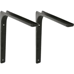 AMIG Plankdrager/planksteun van metaal - 2x - gelakt zwart - H150 x B200 mm - boekenplank steunen