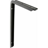 AMIG Plankdrager/planksteun - 2x - aluminium - gelakt zwart - H300 x B200 mm - max gewicht 30 kg - boekenplank steunen