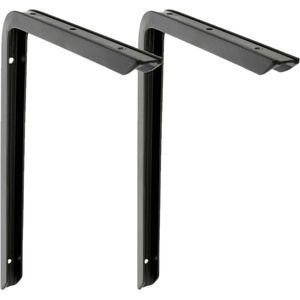 AMIG Plankdrager/planksteun - 2x - aluminium - gelakt zwart - H300 x B200 mm - max gewicht 30 kg - boekenplank steunen
