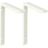 AMIG Plankdrager/planksteun - 2x - aluminium - gelakt wit - H150 x B100 mm - max gewicht 90 kg - boekenplank steunen