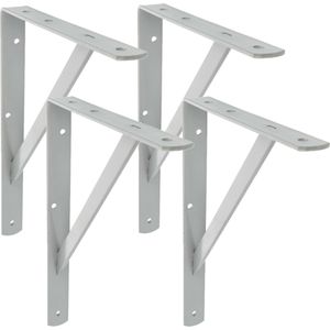 AMIG Plankdrager/planksteun van metaal - 4x - gelakt grijs - H500 x B325 mm - boekenplank steunen - tot 185 kg
