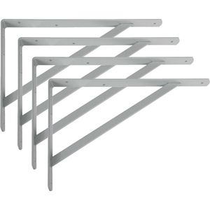 AMIG Plankdrager/planksteun van metaal - 4x - gelakt grijs - H250 x B200 mm - boekenplank steunen - tot 320 kg