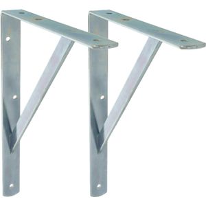 AMIG Plankdrager/planksteun van metaal - 2x - gelakt zilver - H500 x B325 mm - boekenplank steunen - tot 185 kg