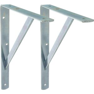 AMIG Plankdrager/planksteun van metaal - 2x - gelakt zilver - H400 x B275 mm - boekenplank steunen - tot 225 kg