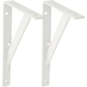 AMIG Plankdrager/planksteun van metaal - 2x - gelakt wit - H250 x B150 mm - boekenplank steunen - tot 320 kg