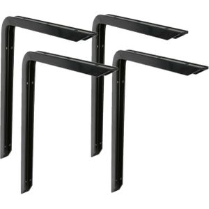 AMIG Plankdrager/planksteun van aluminium - 4x - gelakt zwart - H300 x B200 mm - heavy support - Plankdragers