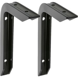 AMIG Plankdrager/planksteun van aluminium - 2x - gelakt zwart - H200 x B150 mm - heavy support - boekenplank steunen