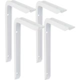 AMIG Plankdrager/planksteun van aluminium - 4x - gelakt wit - H300 x B200 mm - heavy support - boekenplank steunen