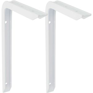 AMIG Plankdrager/planksteun van aluminium - 2x - gelakt wit - H250 x B150 mm - heavy support - boekenplank steunen