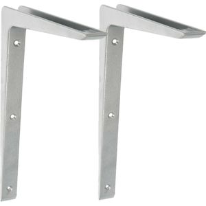AMIG Plankdrager/planksteun - 2x - aluminium - gelakt zilvergrijs - H300 x B200 mm - boekenplank steunen