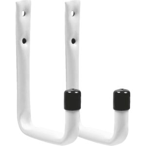 AMIG - Wandhaken - Wit - Gelakt Metaal - 2x Ophanghaak