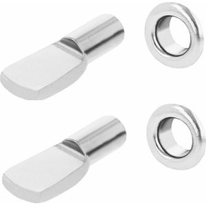 AMIG Kastplankdragers/steunen - 40x stuks - metaal - zilver - D5 x L20 mm - kledingkast pinnetjes