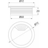 AMIG Kabeldoorvoer - 2x - Kunststof Dop met Opening - Dia 60 Mm X H20 Mm - Wit