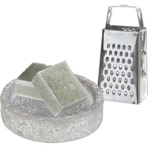 Ideas4seasons Amberblokjes/geurblokjes cadeauset - eucalyptus geur -inclusief schaaltje en mini rasp