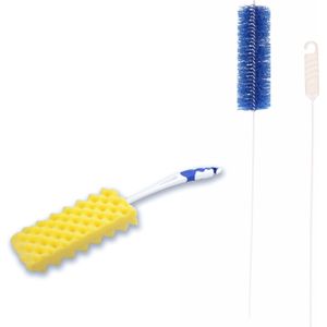 Radiatorborstel set - 2-delig - flexibel - 90 cm - schuimspons - 46 cm