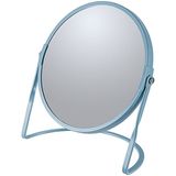 5Five Make-up organizer en spiegel set - 10x vakjes - bamboe/metaal - 5x zoom spiegel - blauw/zilver