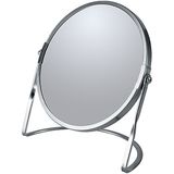 5Five Make-up organizer en spiegel set - lades/vakjes - bamboe/metaal - 5x zoom spiegel - zilver/bruin