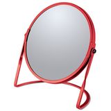 5Five Make-up organizer en spiegel set - lades/vakjes - bamboe/metaal - 5x zoom spiegel - rood/bruin