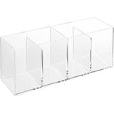 Spirella Make-up organizer en spiegel set - 4 vakjes - plastic/metaal - 5x zoom spiegel - wit/transparant