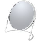 Spirella Make-up organizer en spiegel set - 4 vakjes - plastic/metaal - 5x zoom spiegel - wit/transparant