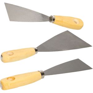 Plamuurmessen set 3-delig - 40 mm - 60 mm - 100 mm - staal - hout