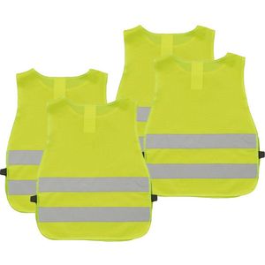 Pro Plus Veiligheidsvesten - 4x - geel - kinderen - Reflecterende veiligheidshesjes