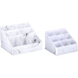 Edco - Make-up Organizer - Wit - Kunststof - Set van 2