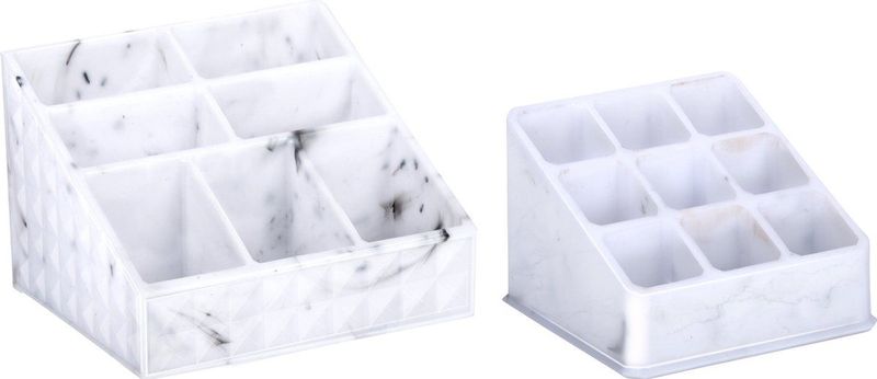 Edco - Make-up Organizer - Wit - Kunststof - Set van 2