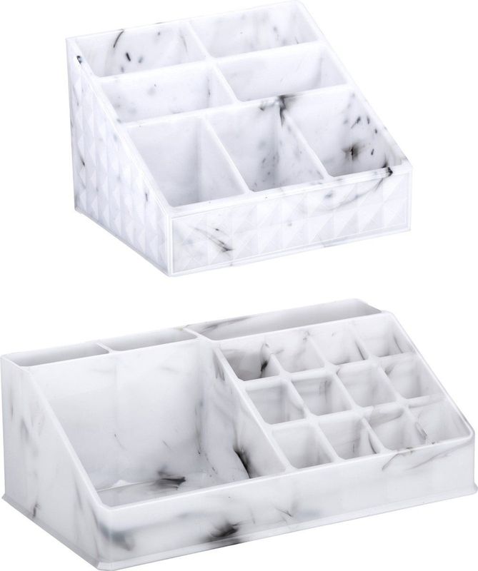 Edco - Make-up Organizer - Wit - Kunststof - Set van 2