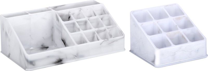 Edco - Make-up Organizer - Wit - Kunststof - Set van 2