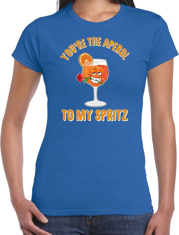 Bellatio Decorations Apres ski t-shirt dames - aperol to my spritz - blauw - apres ski wintersport