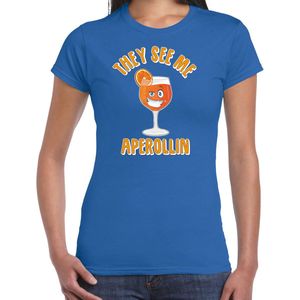 Bellatio Decorations Apres ski t-shirt voor dames - aperol spritz - blauw - apres ski wintersport
