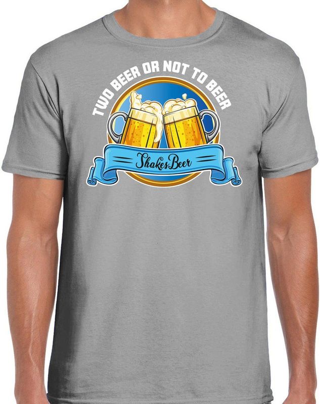 Bellatio Decorations Apres ski t-shirt heren - two beer or not to beer - grijs - wintersport - bier