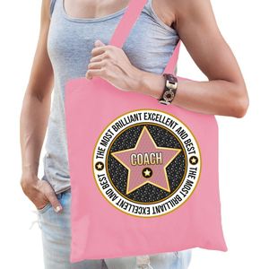 Cadeau tas voor coach - roze - katoen - 42 x 38 cm - bedankje - verjaardag - Feest Boodschappentassen