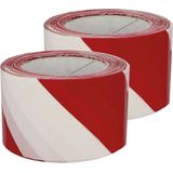 AMIG Afzettape - 2x - rood/wit - 50 mm x 30 m - pvc - markeertape - zelfklevend