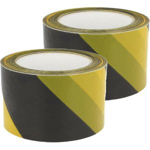AMIG Afzetlint - 2x - geel/zwart - 70 mm x 200 m - polyethyleen - markeerlint - afzettape