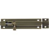 AMIG schuifslot/plaatgrendel - 2x - messing - 5 x 2.55 cm - brons - antiek look - deur - poort