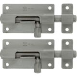 AMIG schuifslot/plaatgrendel - 2x - RVS - 5 x 3.7cm -Â mat - deur - hek