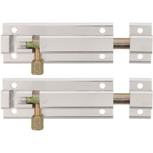 AMIG schuifslot/plaatgrendel - 4x - aluminium - 15 cm - zilver - deur - schutting - raam slot