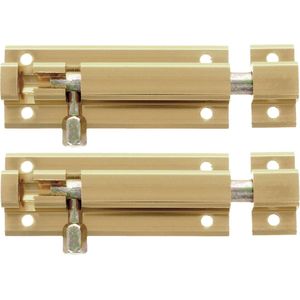 AMIG schuifslot/plaatgrendel - 4x - aluminium - 15 cm - goudkleur - deur - schutting - raam slot