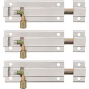 AMIG schuifslot/plaatgrendel - 3x - aluminium - 15 cm - zilver - deur - schutting - raam slot