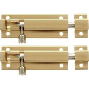 AMIG schuifslot/plaatgrendel  - 4x - aluminium - 5 cm - goudkleur - deur - schutting - raam