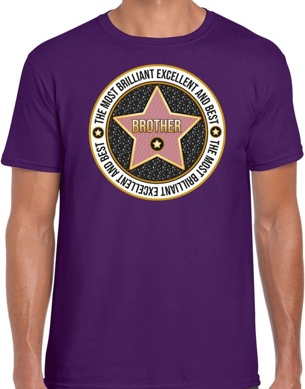 Bellatio Decorations Cadeau t-shirt voor heren - brother broer - paars - bedankje - verjaardag