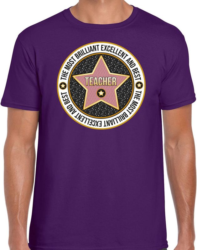 Cadeau t-shirt voor heren - teacher/leraar - paars - bedankje - meester - verjaardag