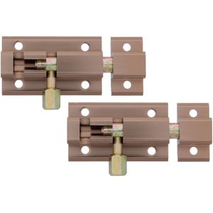AMIG schuifslot/plaatgrendel - 4x - aluminium - 6 cm - brons - deur - schutting - raam slot - Grendels
