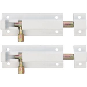AMIG schuifslot/plaatgrendel - 4x - aluminium - 8 cm - wit - deur - schutting - raam