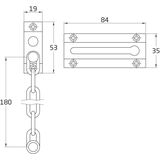 AMIG deurketting - 2x - messing - brons - 18 cm - incl schroeven - inbraakbeveiliging