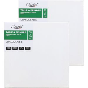 Monet canvas schilderij doek/paneel - 2x - schilderdoeken/verfdoeken - wit - 30 x 30 cm - Hobby schilderen
