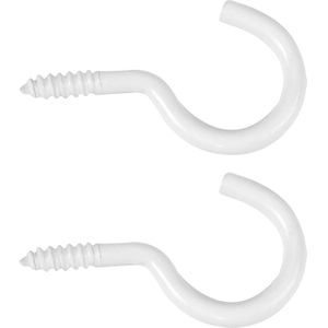 AMIG Schroefhaken - 12x - staal - 50 mm - wit - DHZ ijzerwaren - A merk kwaliteit