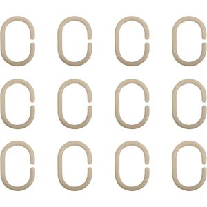 MSV Douchegordijn ophang ringen - kunststof - beige - 24x stuks - 4 x 6 cm